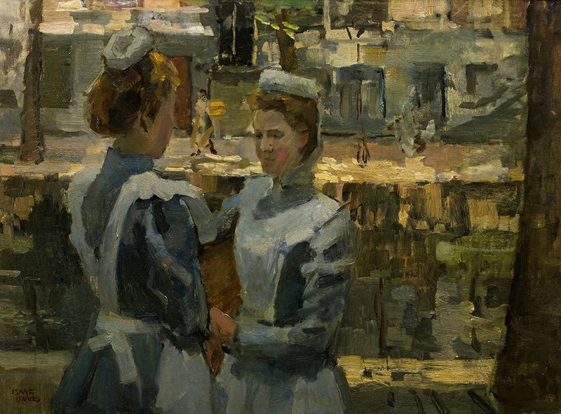 Zwei Dienstmädchen an einem Kanal in Amsterdam - Isaac Israel