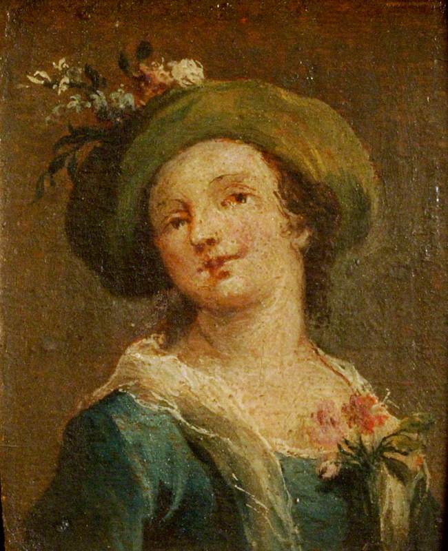 Deux tableaux : Une fille au chapeau de profil et une fille au chapeau de face (diptyque, panneau de droite) - Francesco Guardi image 1 reproduction d’œuvre d’art à l’huile