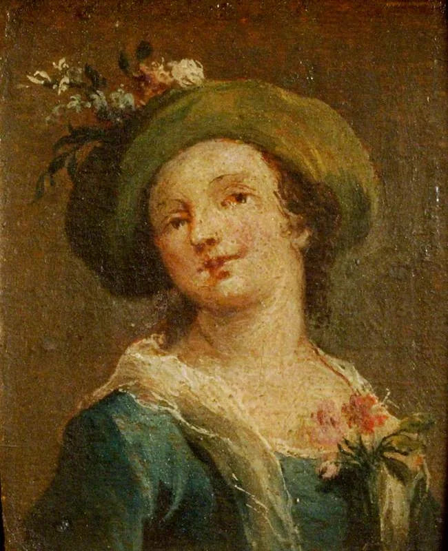 Zwei Gemälde: Ein Mädchen mit Hut in Profilansicht und ein Mädchen mit Hut frontal (Diptychon, rechte Tafel) - Francesco Guardi