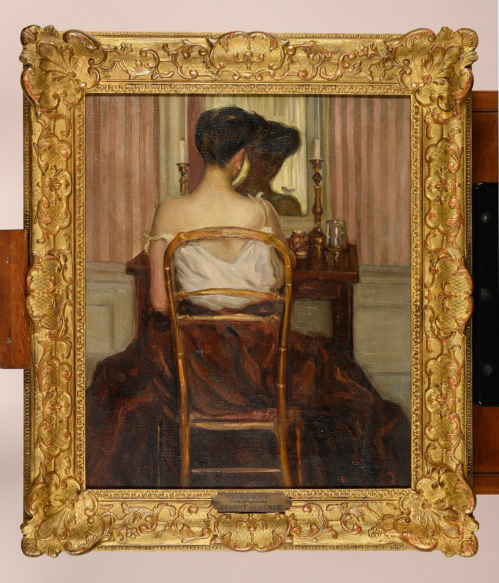 Devant la glace - Frederick Carl Frieseke image 1 tableau peint à l’huile sur toile
