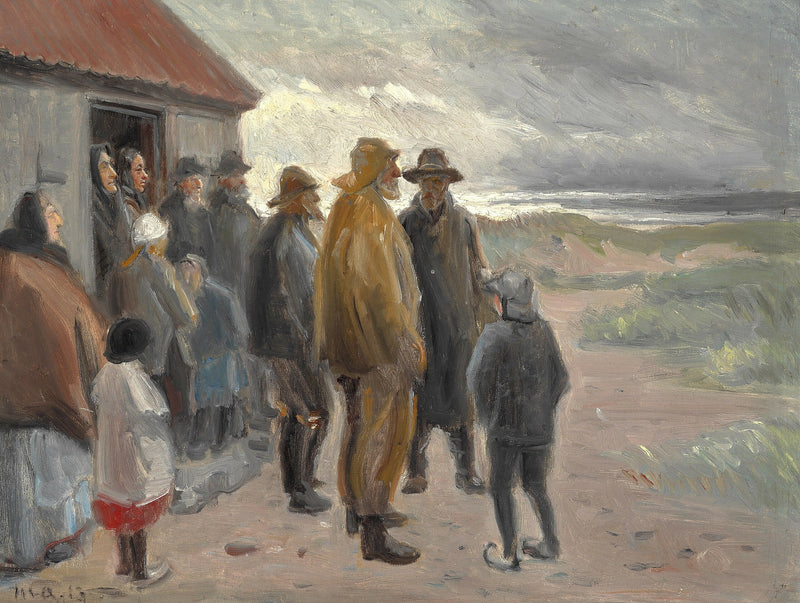 Vor dem Fischerhaus. Stürmisches Wetter, Skagen. – Michael Peter Ancher