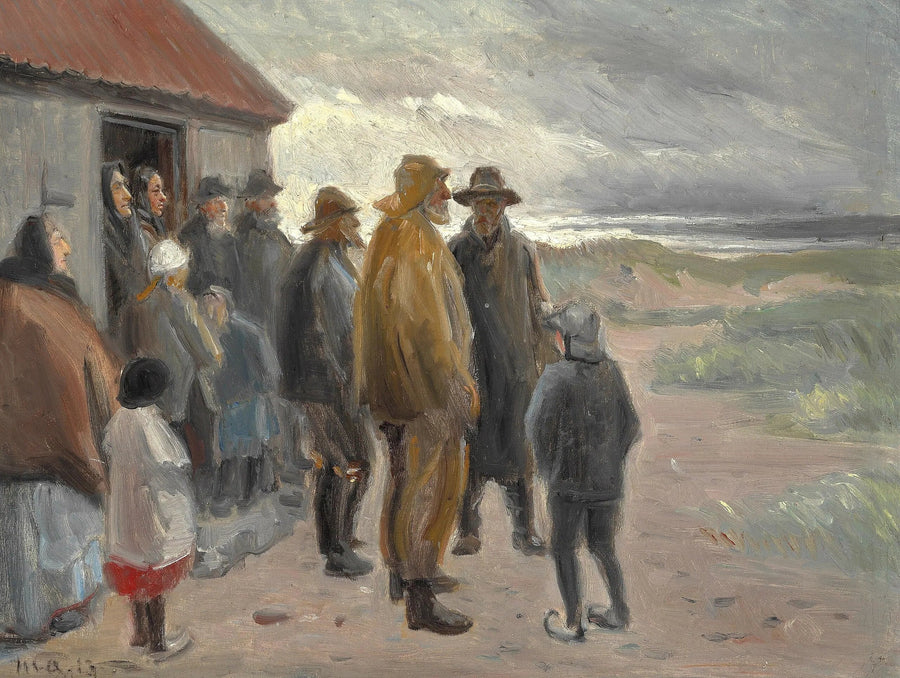 Vor dem Fischerhaus. Stürmisches Wetter, Skagen. – Michael Peter Ancher