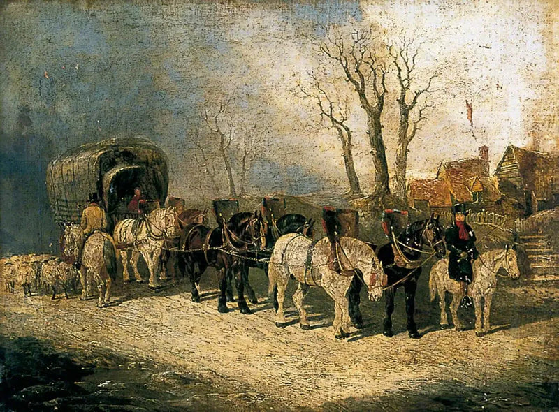 Diacre, der Transporteur von London nach York, auf der Straße im Winter - John Frederick Herring, Sr.