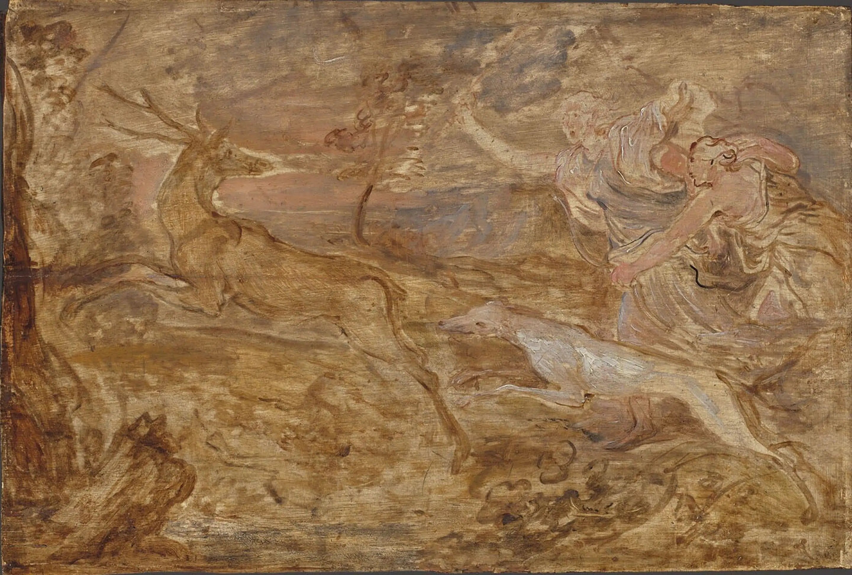 Diana chasse le cerf - Antoine van Dyck image 1 copie de tableau peinte à la main