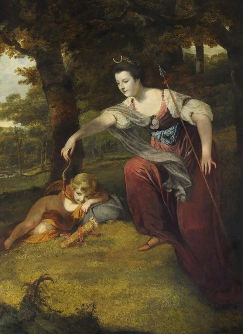 Diane entwaffnet Cupido : Elizabeth Dashwood, Herzogin von Manchester (1741-1832) und ihr Sohn George Montagu, Viscount Manderville (1763-1772) - Joshua Reynolds