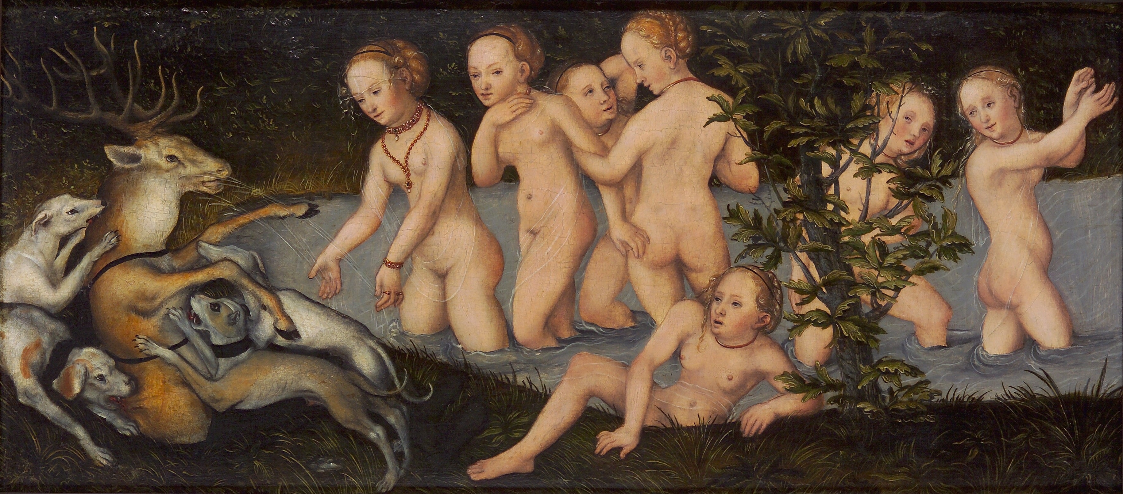 Diane et Actéon - Lucas Cranach the Elder image 1 copie peinte à la main à l’huile