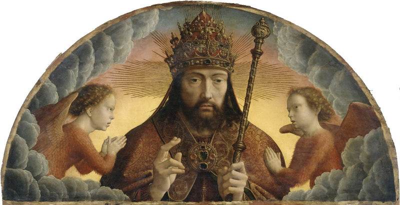 Gott, der Vater segnend zwischen zwei Engeln - Gérard David