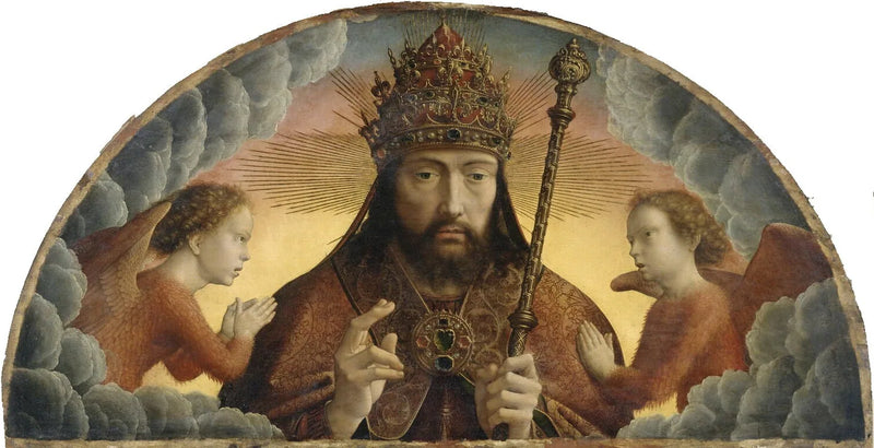 Gott, der Vater segnend zwischen zwei Engeln - Gérard David