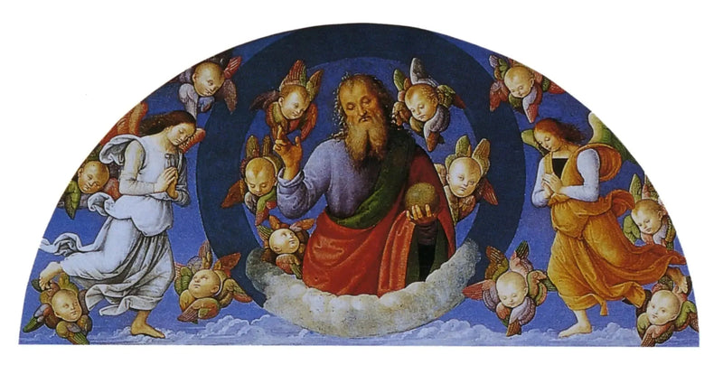 Gott, der Vater, segnet unter den Engeln - Pietro Perugino