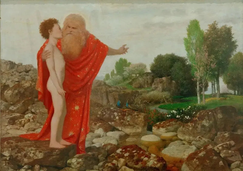 Gott Vater zeigt Adam das Paradies - Arnold Böcklin