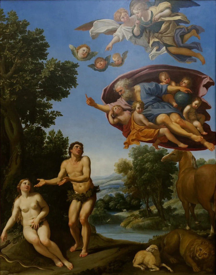 Gott tadelt Adam und Eva - Domenichino