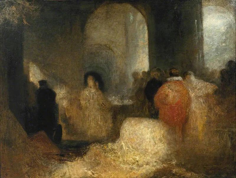 Abendessen in einem großen Raum mit Figuren in Kostümen - J. M. W. Turner