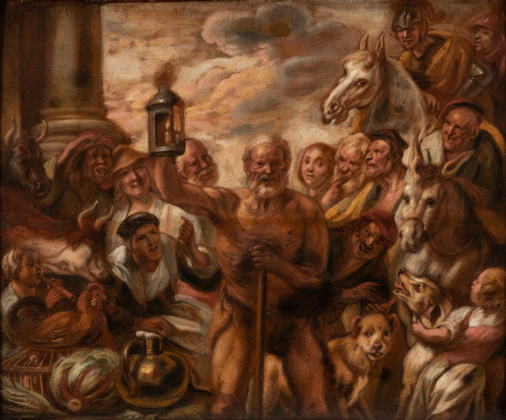 Diogène à la recherche d'un homme honnête - Jacob Jordaens image 1 copie peinte à la main à l’huile