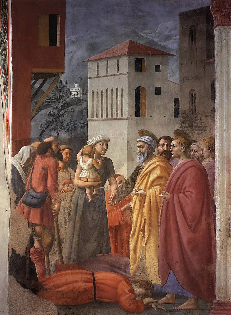 Verteilung der Almosen und Tod des Ananias - Masaccio