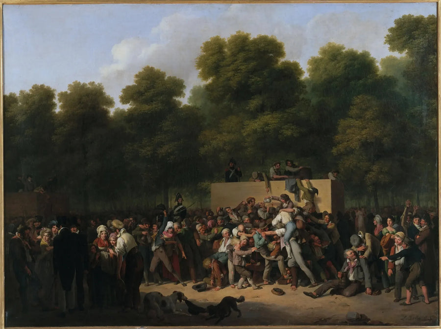 Verteilung von Weinen und Lebensmitteln auf den Champs-Elysées anlässlich des Königsfestes - Louis-Léopold Boilly