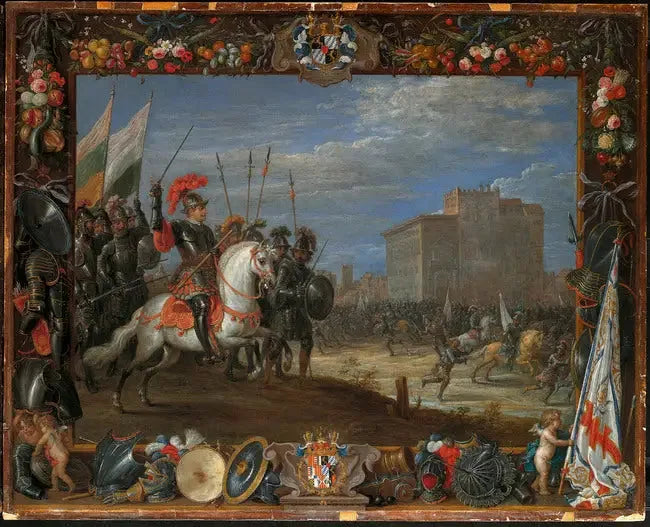 Don Antonio Moncada wehrt den Angriff von Cabrera auf die Burg ab, in der Königin Bianca residiert - David Teniers der Jüngere