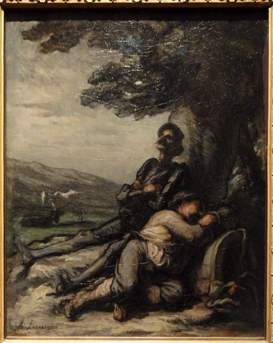 Don Quijote und Sancho Panza ruhen sich unter einem Baum aus - Honoré Daumier