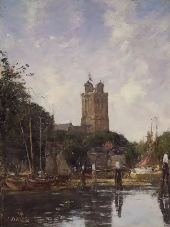 Dordrecht, die Grote Kerk vom Kanal aus - Eugène Boudin