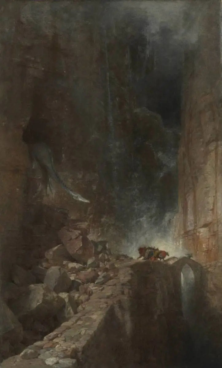 Drache in einer felsigen Schlucht - Arnold Böcklin