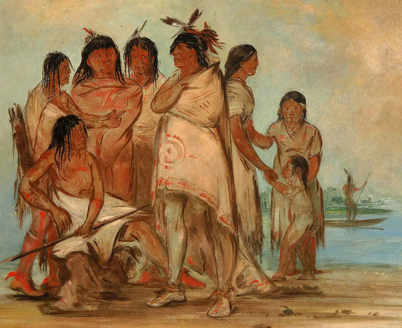 Du-cór-re-a, Häuptling der Stammes, und seine Familie - George Catlin