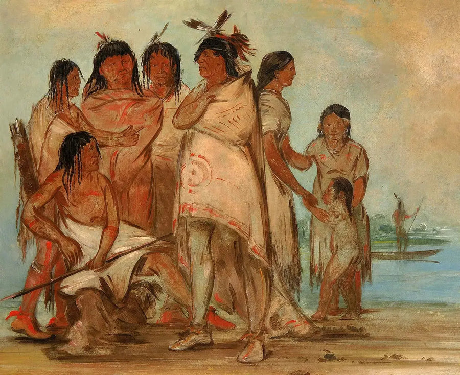 Du-cór-re-a, Häuptling der Stammes, und seine Familie - George Catlin