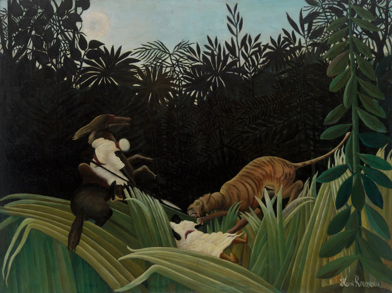 Entdecker angegriffen von einem Tiger - Henri Rousseau
