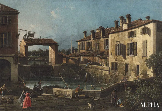 Écluse du canal de Brenta à Dolo - Giovanni Antonio Canal - Reproductions de tableaux et peintures haut de gamme