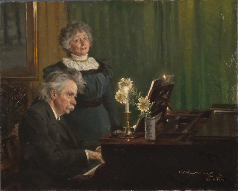 Edvard Grieg, der seine Frau begleitet - Peder Severin Krøyer