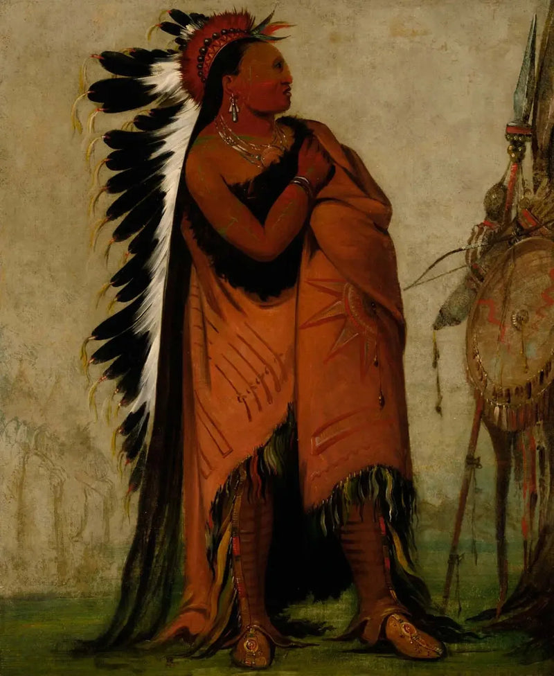 Eé-hee-a-duck-cée-a, Derjenige, der seine Haare vorher bindet - George Catlin