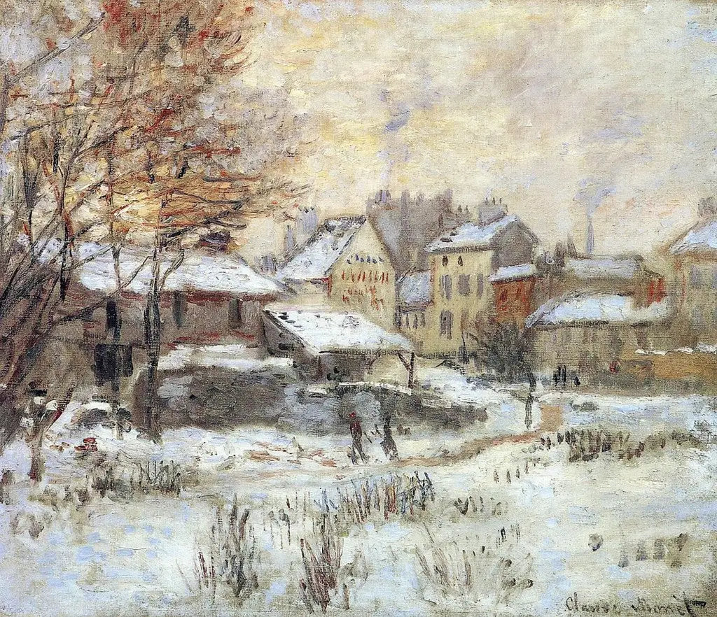 Effet de neige, soleil couchant - Claude Monet image 1 reproduction artisanale de tableau