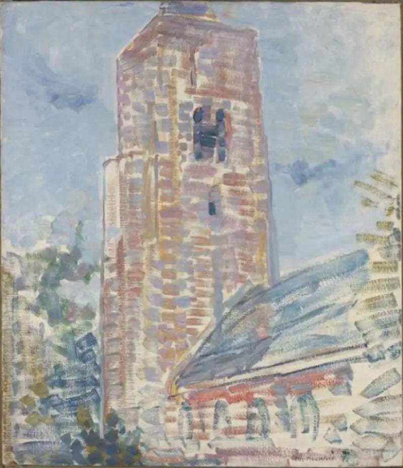 Kirche von Oostkapelle, Schiff und Turm - Piet Mondrian