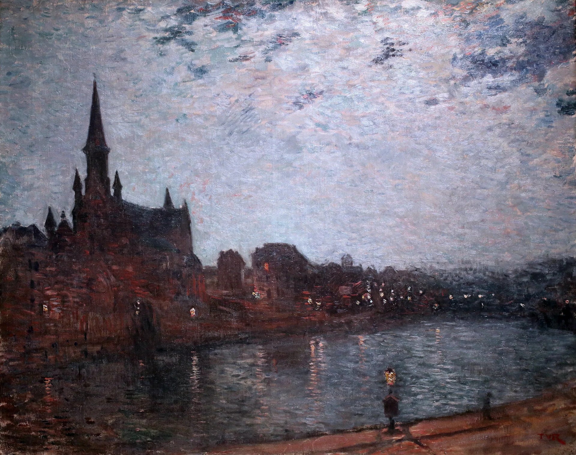 Église Sainte Croix (minuit au faubourg) - Théo van Rysselberghe image 1 reproduction de peinture à l’huile