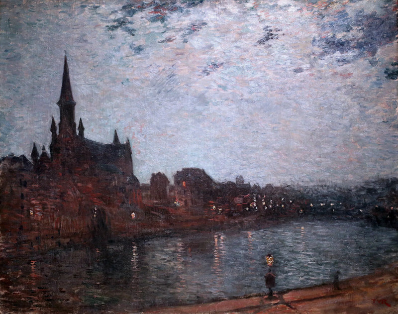 Kirche Sainte Croix (Mitternacht im Vorort) - Théo van Rysselberghe