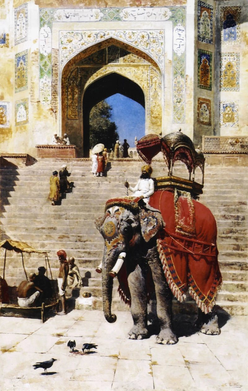 Königlicher Elefant am Eingang der Jami-Moschee, Mathura - Edwin Lord Weeks