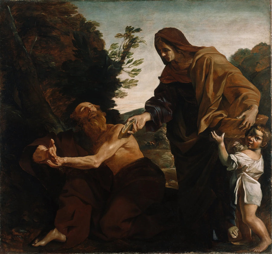 Elie empfängt Brot von der Witwe von Sarepta - Giovanni Lanfranco