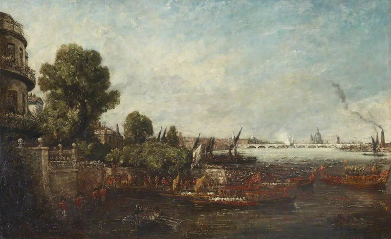 George IVs Einschiffung von Whitehall: die Eröffnung der Waterloo-Brücke, 1817 - John Constable