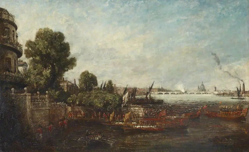George IVs Einschiffung von Whitehall: die Eröffnung der Waterloo-Brücke, 1817 - John Constable