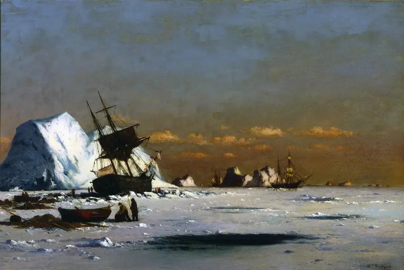 Warten auf den Tau, Szene der Waljagd in der Arktis - William Bradford