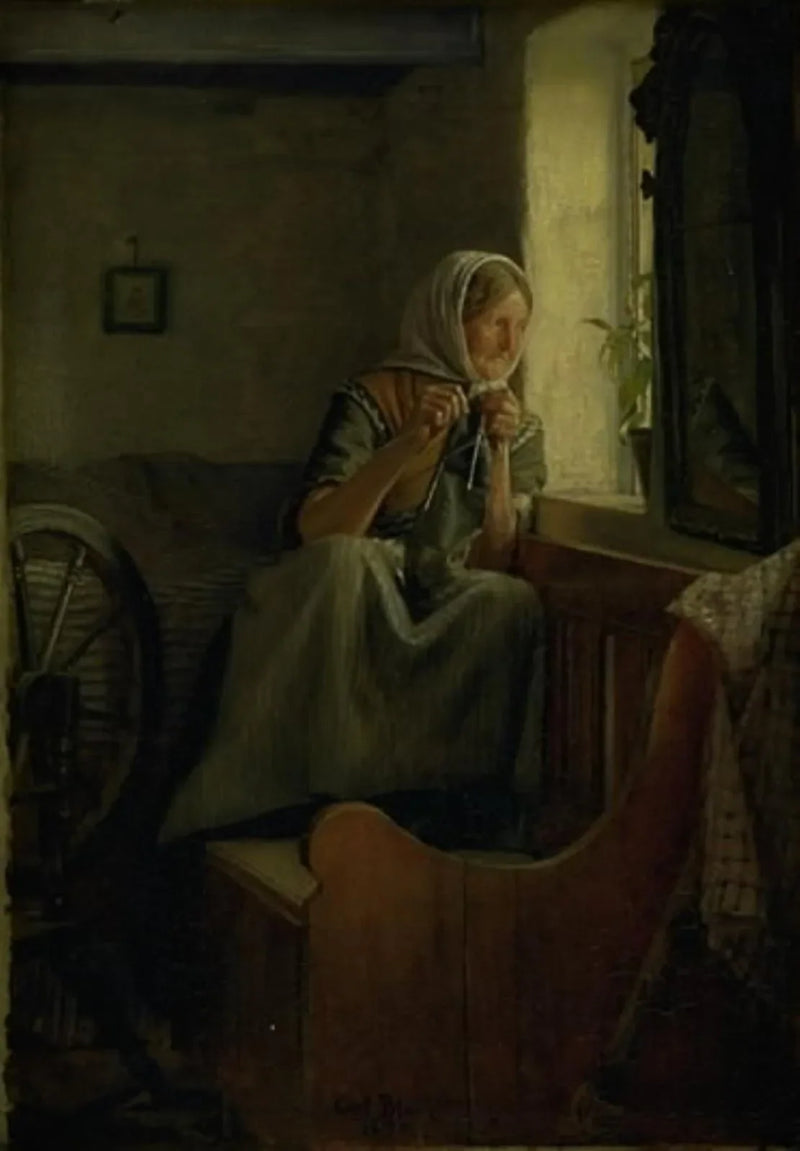 Eine alte Bäuerin, die aus einem Fenster schaut - Carl Heinrich Bloch