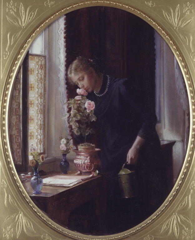 Ein junges Mädchen, das bis ins Rosa riecht - Carl Heinrich Bloch