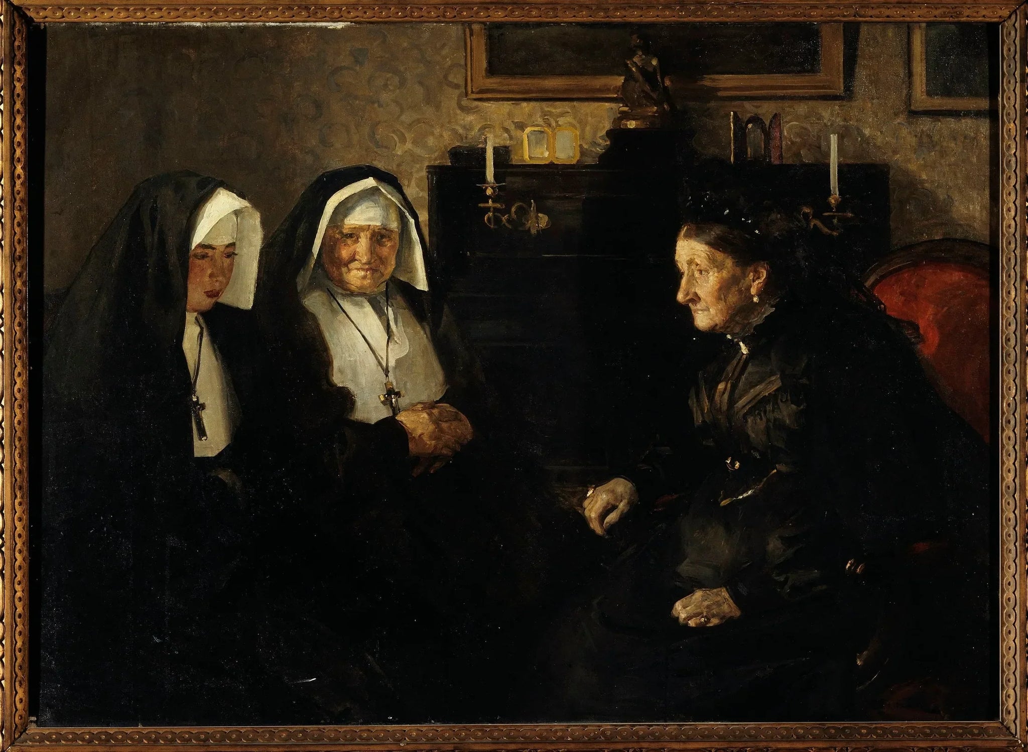 En visite, sœurs quêteuses - Lucien Simon image 1 reproduction d’œuvre d’art à l’huile