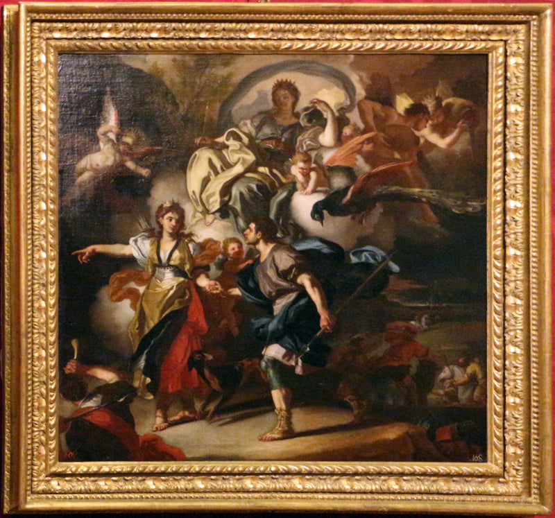 Äneas und Dido gehen in Richtung der Höhle (Skizze). - Francesco Solimena