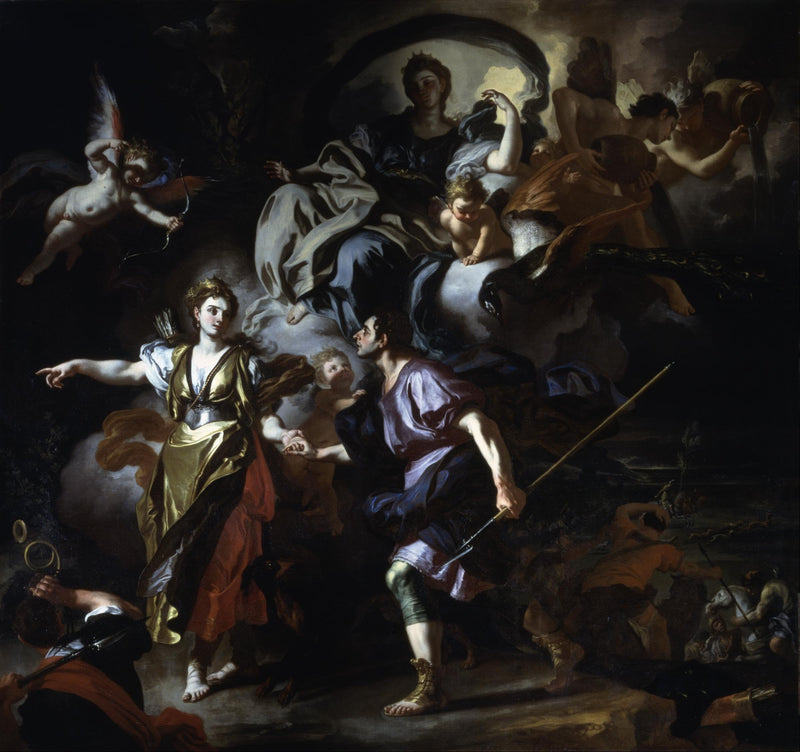 Äneas und Dido gehen in die Höhle. - Francesco Solimena