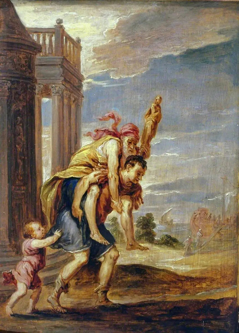Äneas flieht vor Troja (nach Andrea Schiavone) - David Teniers der Jüngere