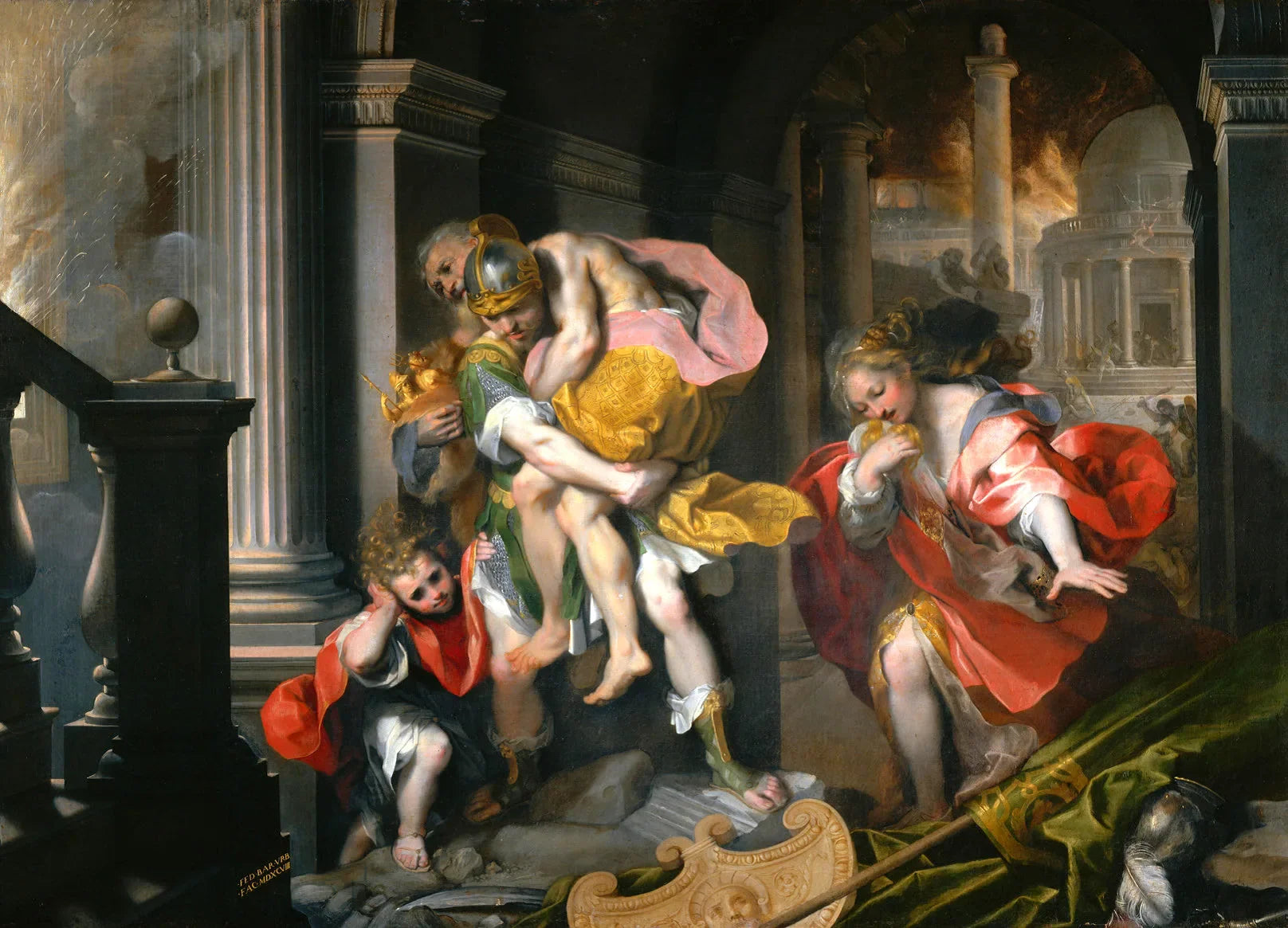Énée fuyant Troie - Federico Barroci image 1 copie peinte à la main à l’huile