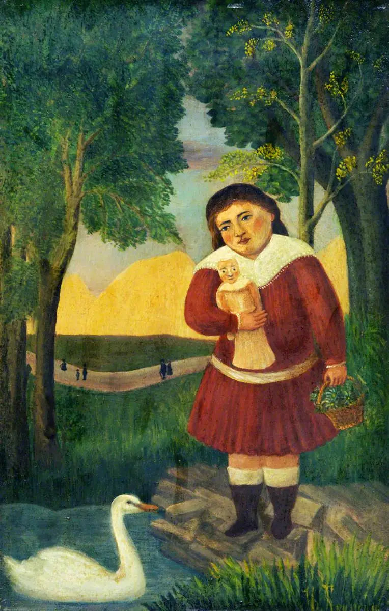 Kind mit einer Puppe in einer Landschaft - Henri Rousseau