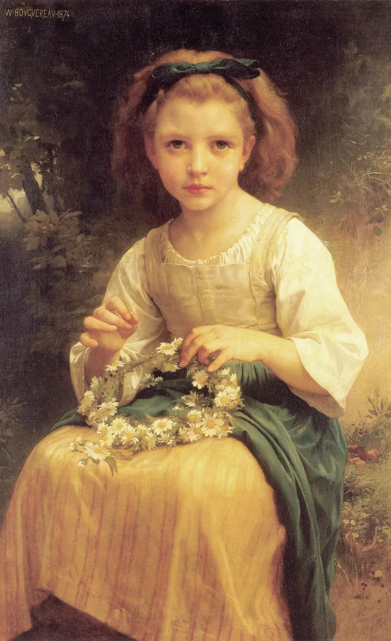 Kind, das einen Kranz flechtet - Bouguereau