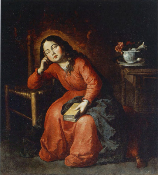 Schlafendes junges Mädchen mit Jungfrau - Francisco de Zurbarán