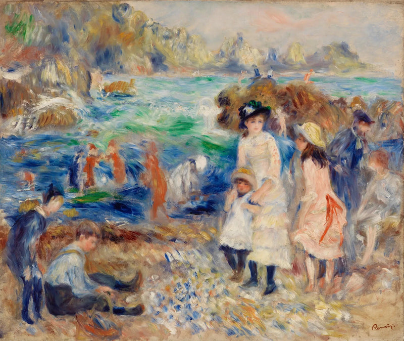 Kinder am Meerufer in Guernsey - Pierre-Auguste Renoir