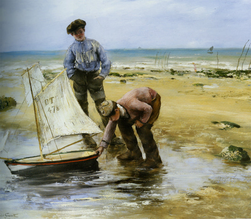 Kinder, die am Strand spielen - Norbert Gœneutte